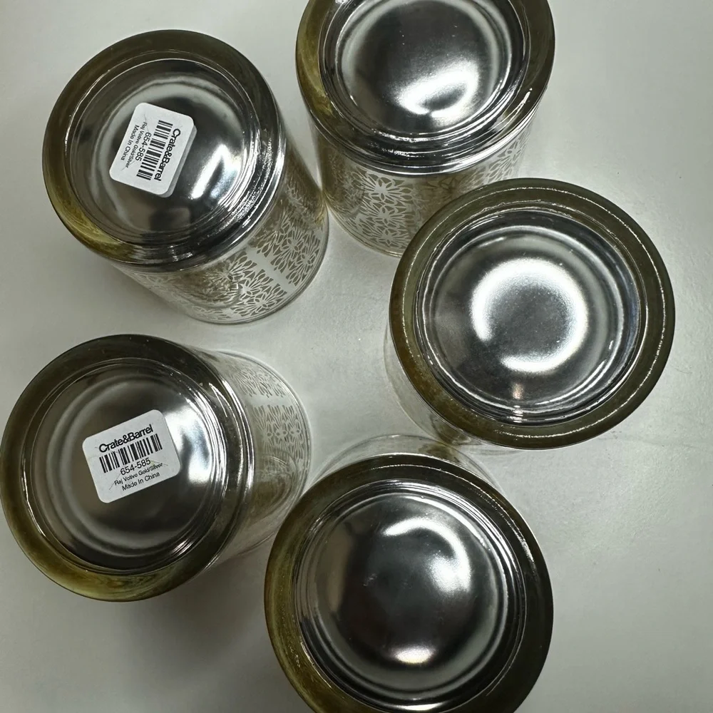 5 Crate and Barrel Raj Votive Gold/Silver